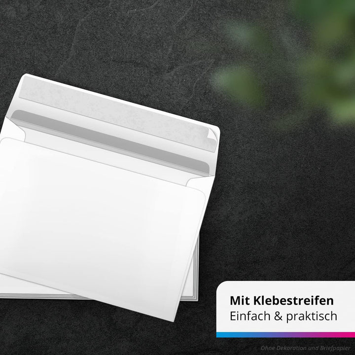 Briefumschläge DIN C6 weiss | 250 Stück | selbstklebend ohne Fenster | 114 x 162 mm | gerade klappe