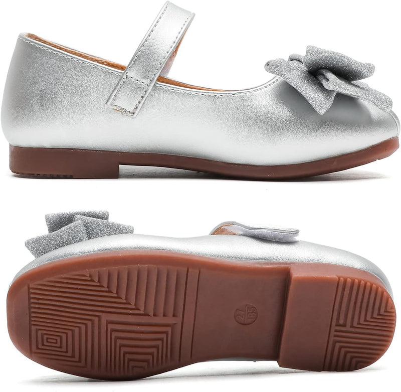 DADAWEN Klein Mädchen Mary Jane Ballerinas Prinzessin Taufschuhe 23 EU Silber, 23 EU Silber