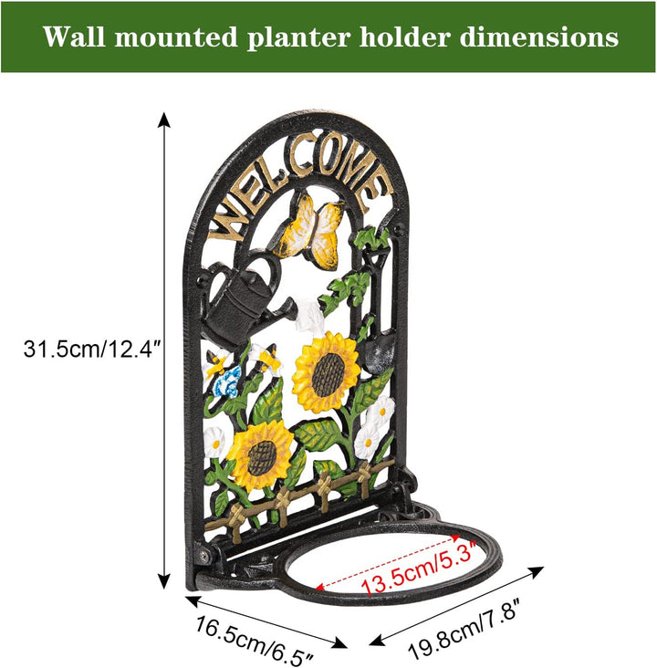 Sungmor Gusseisen-Wand-Pflanzgefässhalter – robuster Blumentopfhalter zur Wandmontage – Innen- und A