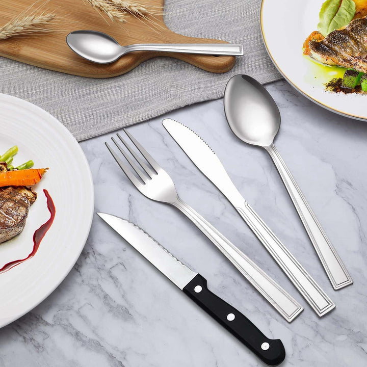 Besteck Set 12 Personen, Hunnycook 72 teilig Essbesteck mit Steakmesser, Besteckset Edelstahl mit Me