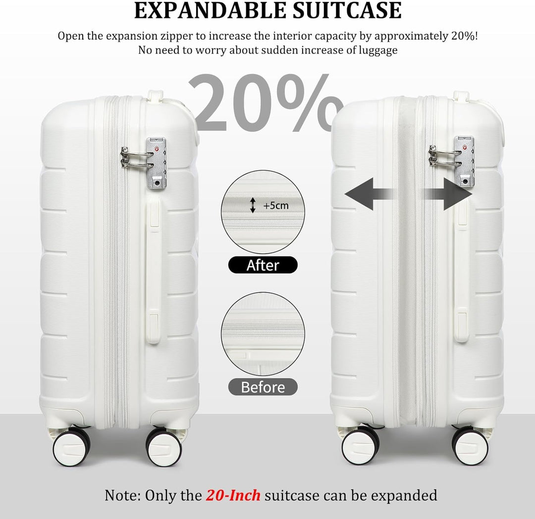 Hartschalenkoffer Set 4 Teilig S/M/L/XL Rollkoffer Handgepäck 100% PP Reisekoffer mit 360°Doppel Zwi