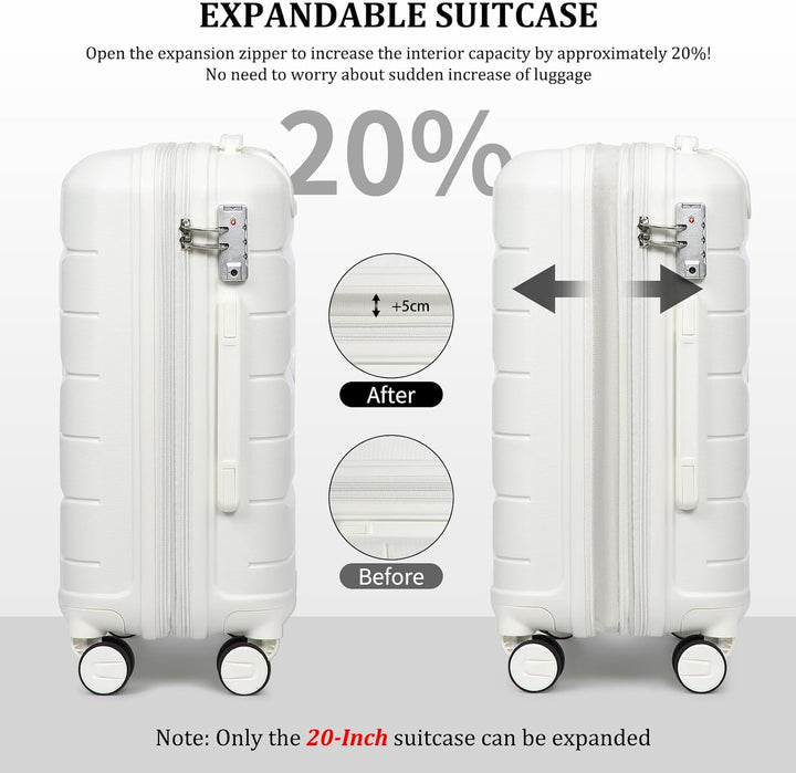 Hartschalenkoffer Set 4 Teilig S/M/L/XL Rollkoffer Handgepäck 100% PP Reisekoffer mit 360°Doppel Zwi