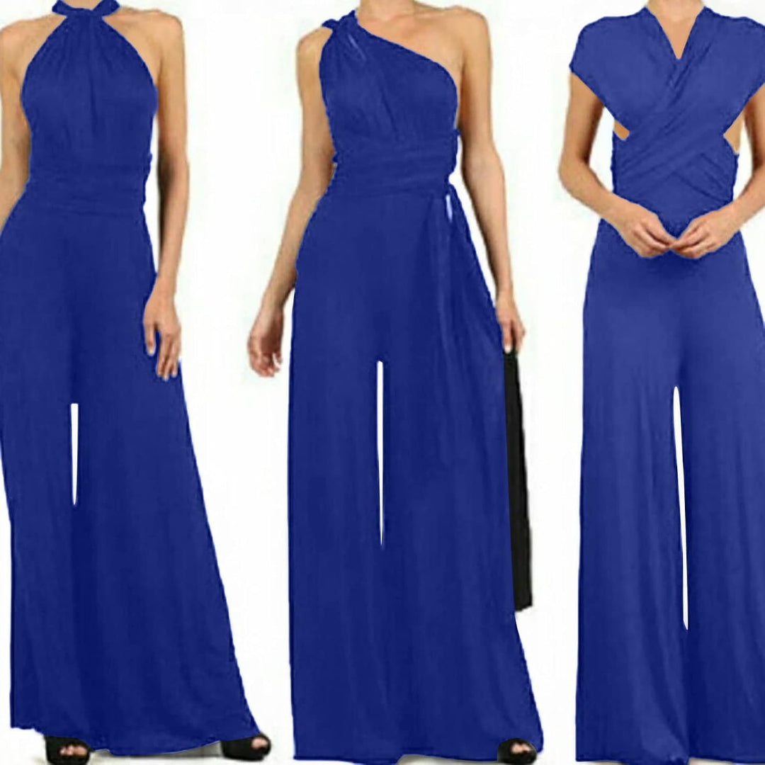 Ansenesna Jumpsuit Damen Sommer Lang Elegant Weites Bein Overall Frauen Rückenfrei V Ausschnitt Einf