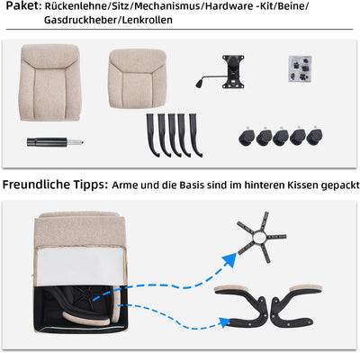 MZLEE Ergonomischer Bürostuhl Computerstuhl Schreibtischstuhl Drehbarer Arbeitsstuhl mit hochklappba