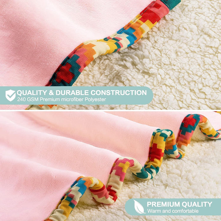 iyoimono Rosa Lama Alpaka Tragbare Decke Lama Alpaka Geschenke Sofadecke Kuscheldecke Lama Alpaca We