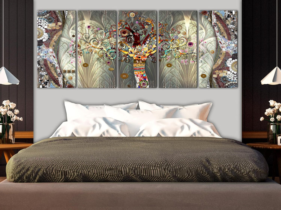 murando Acrylglasbild Gustav Klimt Baum des Lebens 150x60 cm 5 Teilig Wandbild auf Acryl Glasbilder
