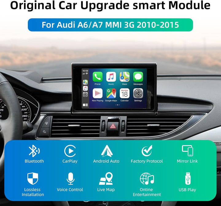 EZoneTronics Wireless CarPlay & Android Auto Retrofit Kit Decoder für Audi A6/A7 2010-2015 mit MMI 3