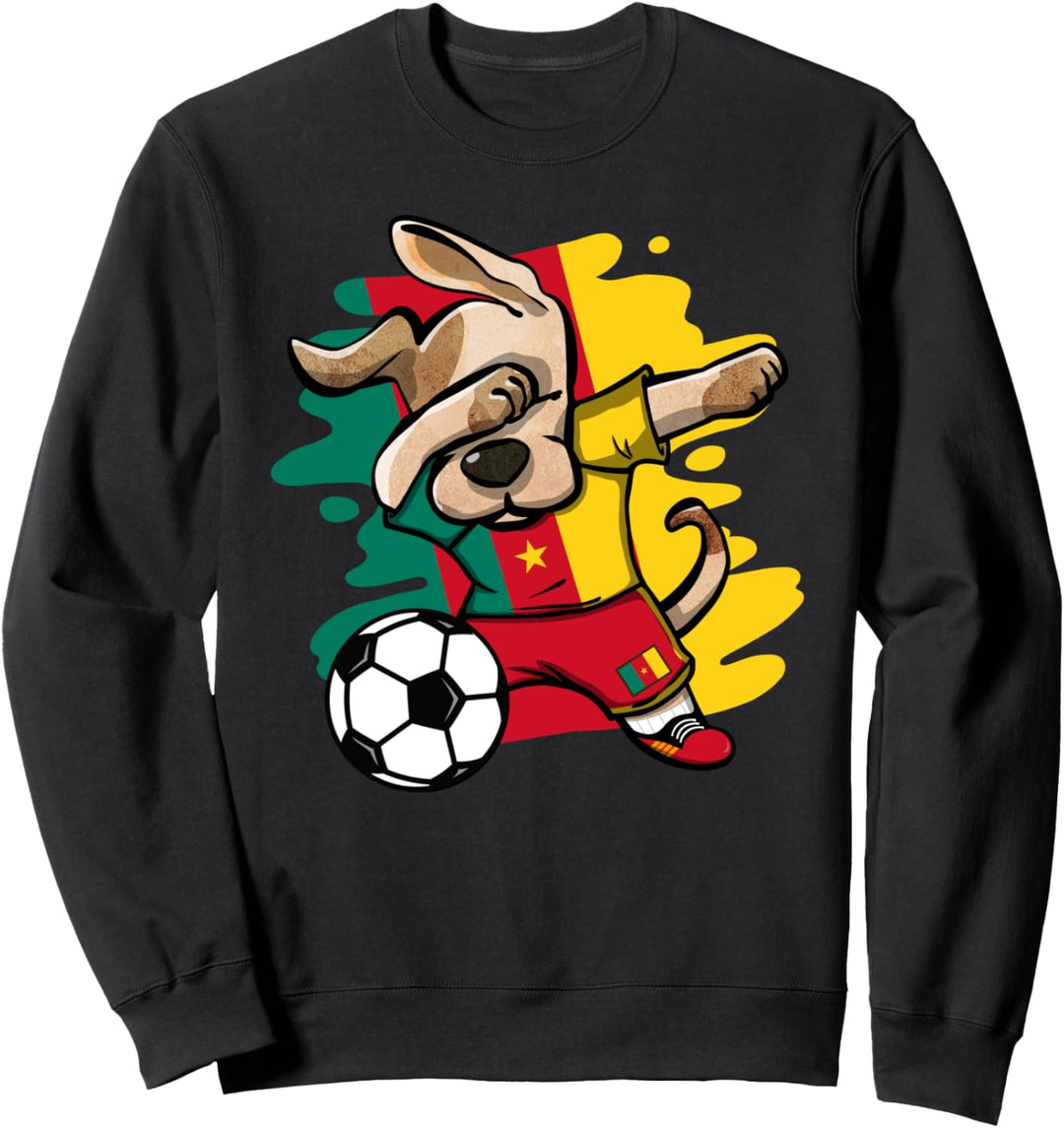 Dabbing Hund Kamerun Fussball Mannschaft Kamerunische Flagge Sweatshirt