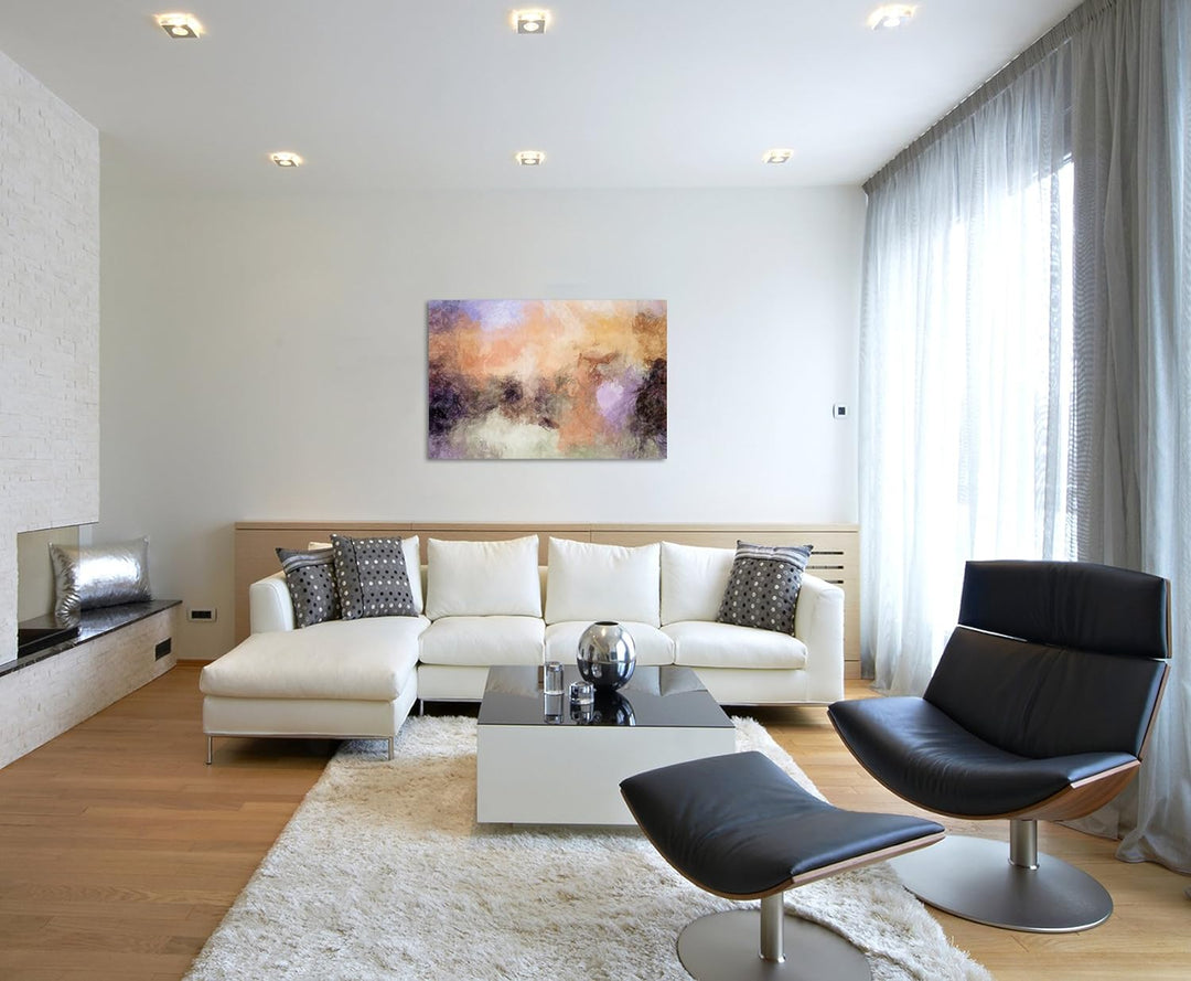 Paul Sinus Art Kunstfoto auf Leinwand 60x40cm Abstraktes Gemälde in Nude, Schwarz und Weiss auf Lein
