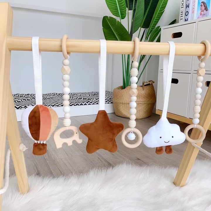 Caudblor Spieltrapez Holz Babyspielzeug Puzzle Gym inkl. Anhänger Babygymnastik aktiv Spielzeug Baby
