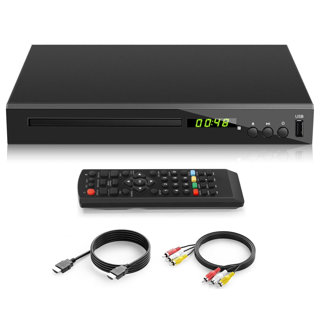 Blu-ray Player für TV, Kompakt Blu-ray-Disc-Player 1080P DVD-Player mit HDMI-Ausgang, AV-Ausgang, Ko