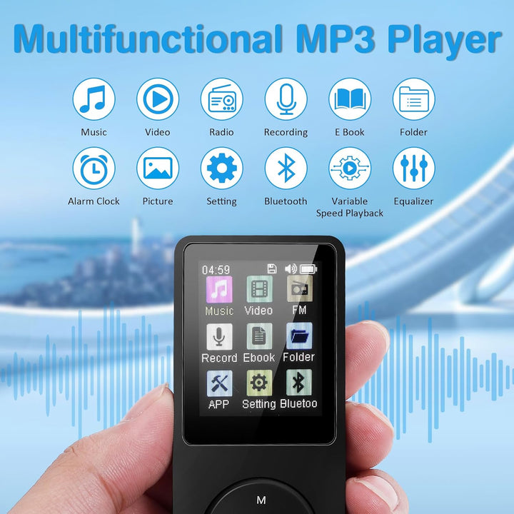 MP3 Player mit Bluetooth 5.2, MP3-MP4-Player Sport Musik-Player mit 32 GB Speicherkarte, 1.8 Zoll TF