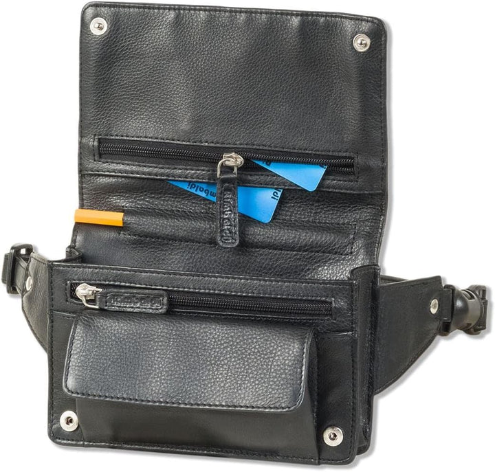Kompakte Bauchtasche von Rimbaldi Slim-Modell Weiches Rind-Nappaleder Schwarz