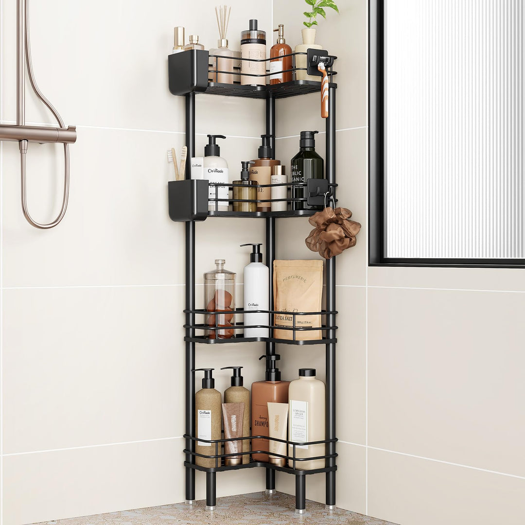 Orimade 4 Stück Duschablage Stehend Rostfrei,Ecke Duschregal Freistehende, Duschkörbe Stand für Bade
