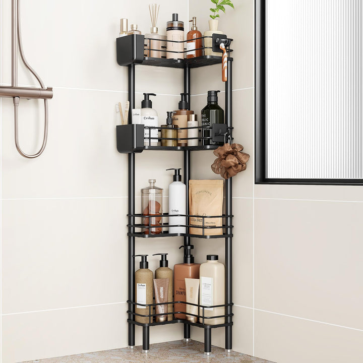 Orimade 4 Stück Duschablage Stehend Rostfrei,Ecke Duschregal Freistehende, Duschkörbe Stand für Bade