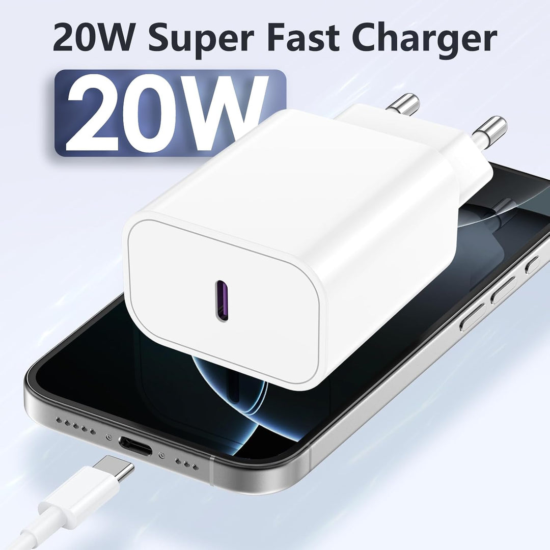 USB C Ladegerät für iPhone 16 15 17/16 15 17 Pro/16 15 17 Pro Max/16 15 Plus/17Air/17E, 20W USBC Sch