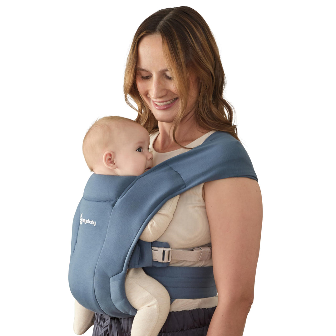 Ergobaby Embrace Babytrage für Neugeborene 3,2-11,3 kg, Oxford Blue blau, oxfordblau Ponte Knit, bla