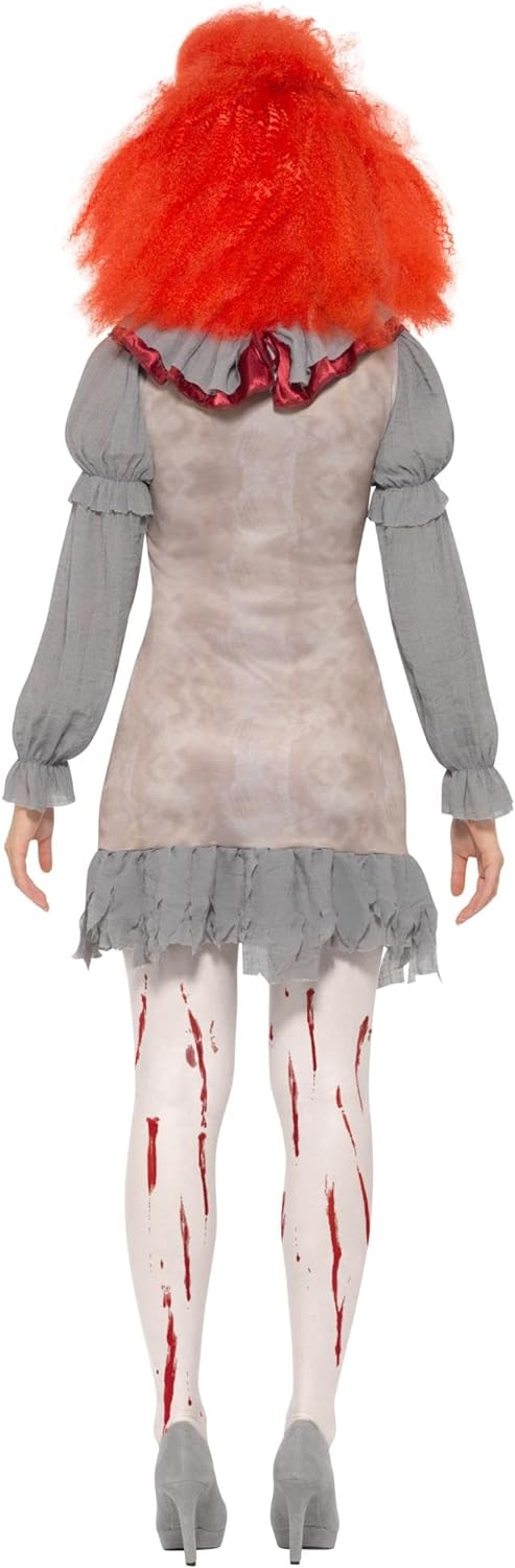 Vintage Clown Lady Costume (S) S - UK Size 08-10 Grau und Rot, S - UK Size 08-10 Grau und Rot