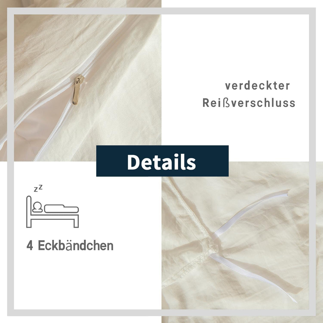 Freyamy Böhmen Bettwäsche 220x240cm 3teilig Weiss Pom Pom Boho Chic Bettwäsche Gewaschene Microfaser