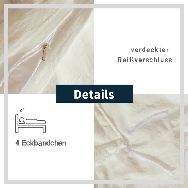 Freyamy Böhmen Bettwäsche 200x220cm 3teilig Weiss Pom Pom Boho Chic Bettwäsche Gewaschene Microfaser