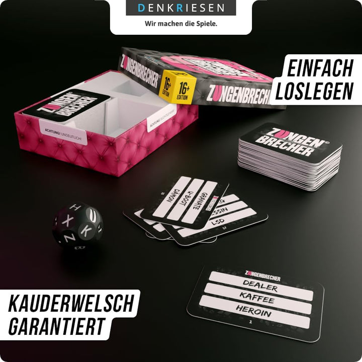 DENKRIESEN - Zungenbrecher© – Raus mit der Sprache! | Partyspiel | Ab 16 Jahren | 3-8 Spieler | Lust