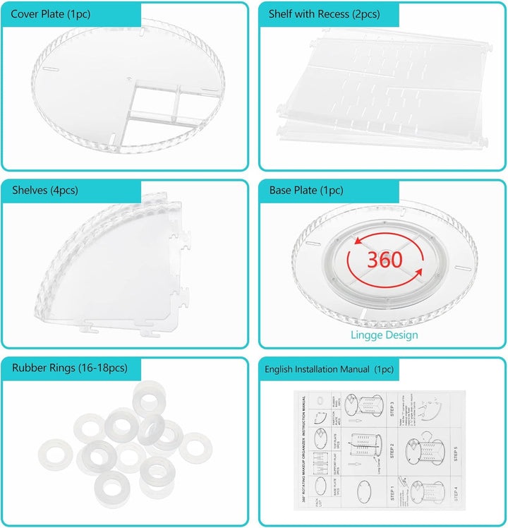 Make Up Kosmetik Organizer 360° Drehbar Kosmetische Aufbewahrungsbox Grosse Kapazität Transparent Ro