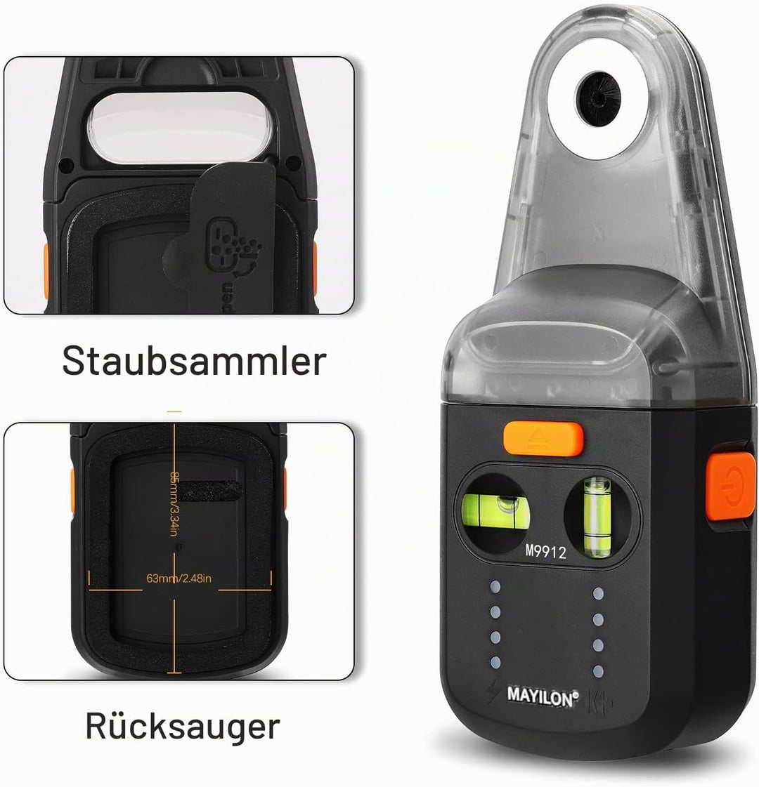 Elektrischer Bohrstaubsammler Laser Level 2 in 1 Funktionen Haushalt Wand Elektrosauger Vakuum Bohrs