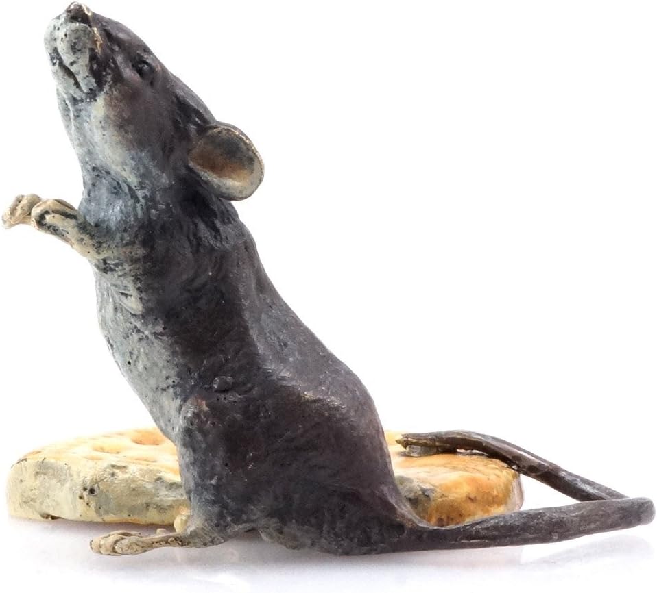 Kunst & Ambiente - Maus mit Biskuit - handbemalte Wiener Bronze - kultige Tierfigur im Retrolook - D