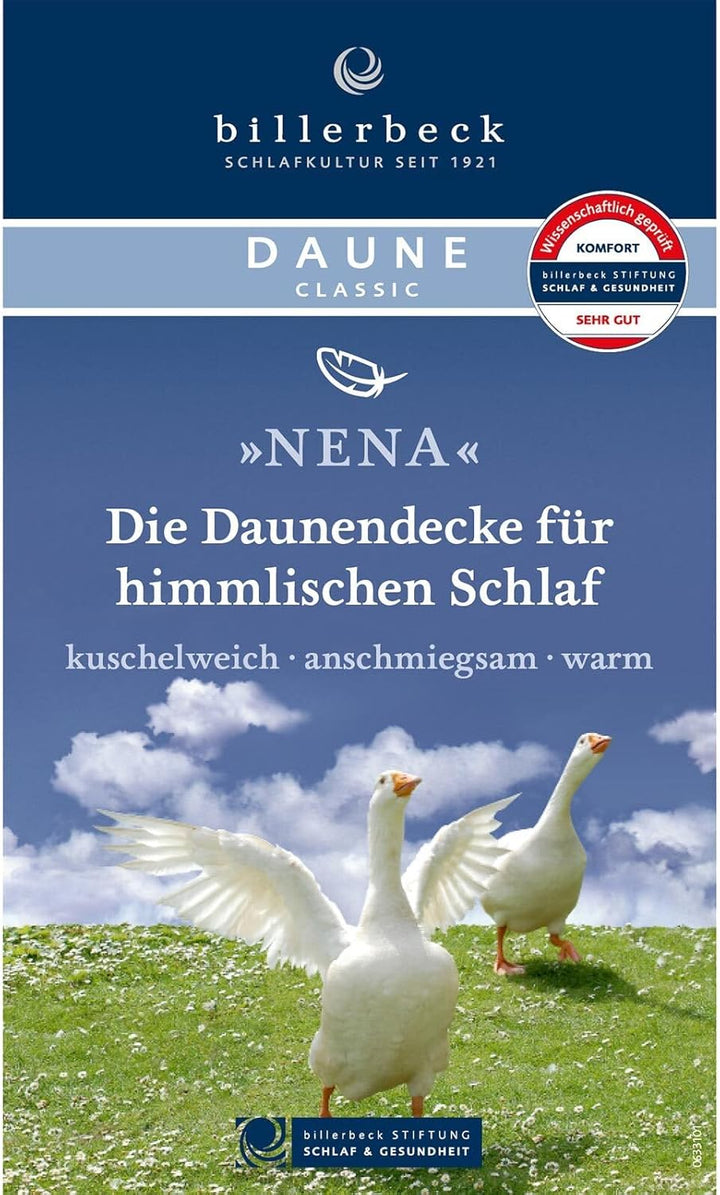 billerbeck Daunendecke | Nena | 155 x 200 cm | 100 % Daunen | Optimale Wärme- und Feuchtigkeitsregul