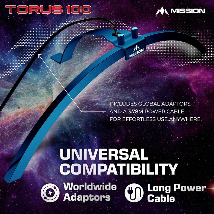 Mission Darts TOR100 Torus 100 | Dartscheibe LED klappbar tragbar Dartscheibe Reise Beleuchtungssyst