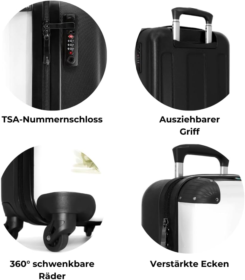 NoBoringSuitcases.com® Kinderkoffer Mädchen - Koffer kinder Mädchen - Kleines Reh weissem Hintergrun