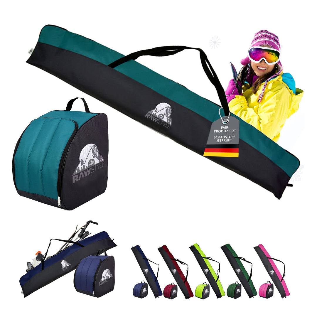 Rawstyle Skitasche Ski-Schuh-Tasche Set SKI-Tasche 160cm oder 180cm wasserdicht Ski Bag Ski Cover Wi
