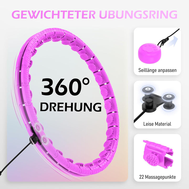 JLoibao Smart Hula Hoop Reifen Erwachsene Zum Abnehmen, 24-Stufiger Infinity Hula-Hoop (77-132cm) Mi