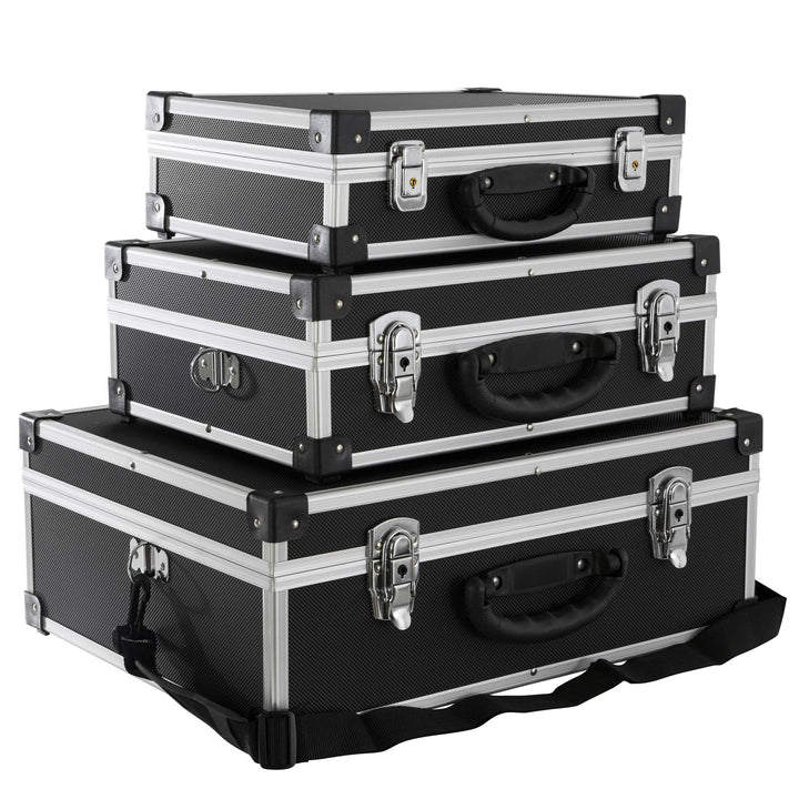Arebos 3er Set Transportkoffer | 50 L Gesamtvolumen | abschliessbar | mit Tragegurt und Schloss | un