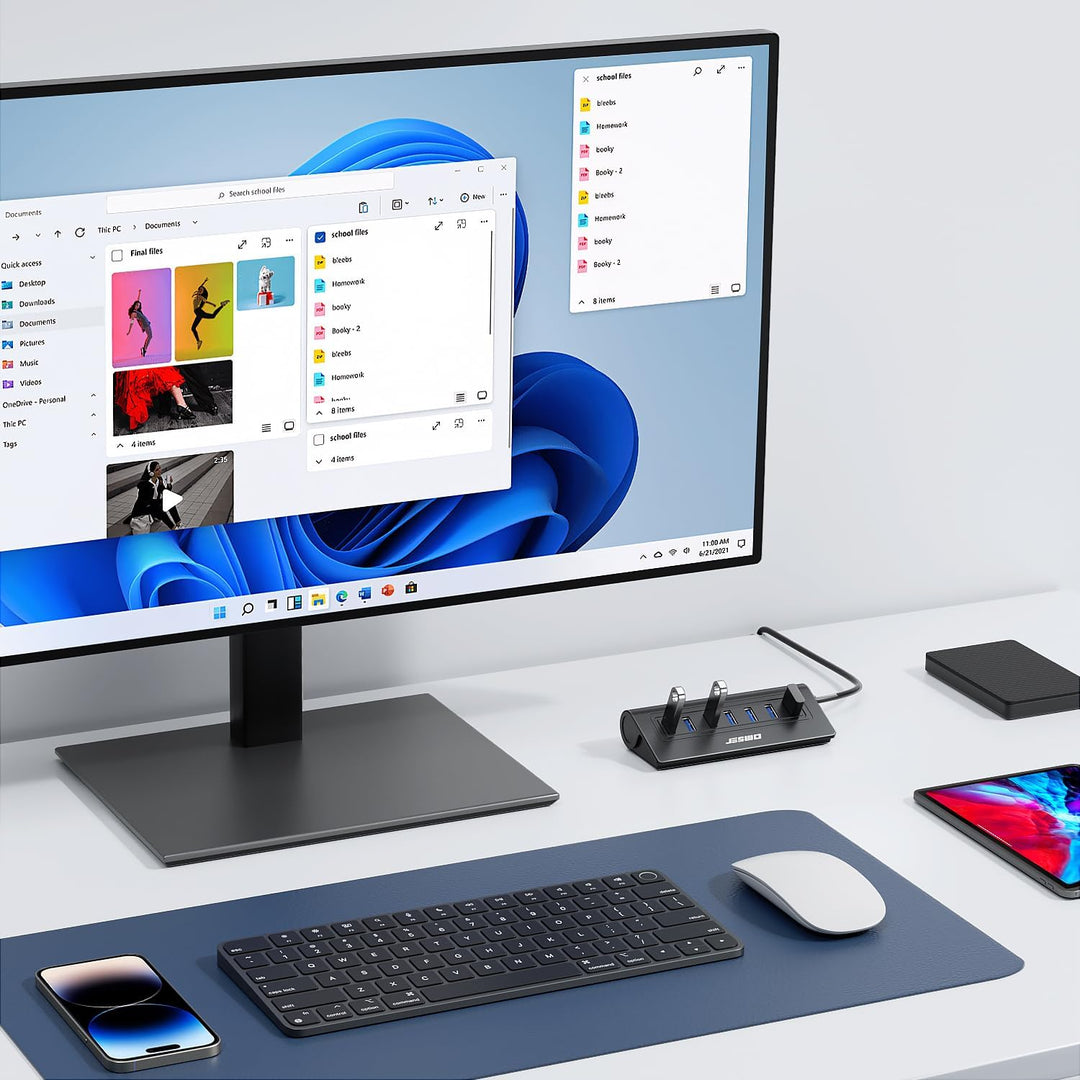 7-Port USB 3.0 Hub, Aluminium USB Verteiler 5Gbps Multiport Adapter mit 100cm Langkabel und 5V/4A St