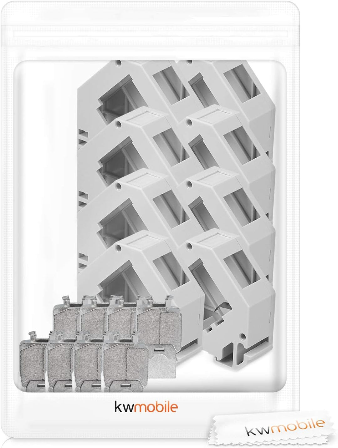 kwmobile Keystone Modul und Hutschienenadapter Set - passt auf genormte Hutschiene - 8X CAT 6A Modul