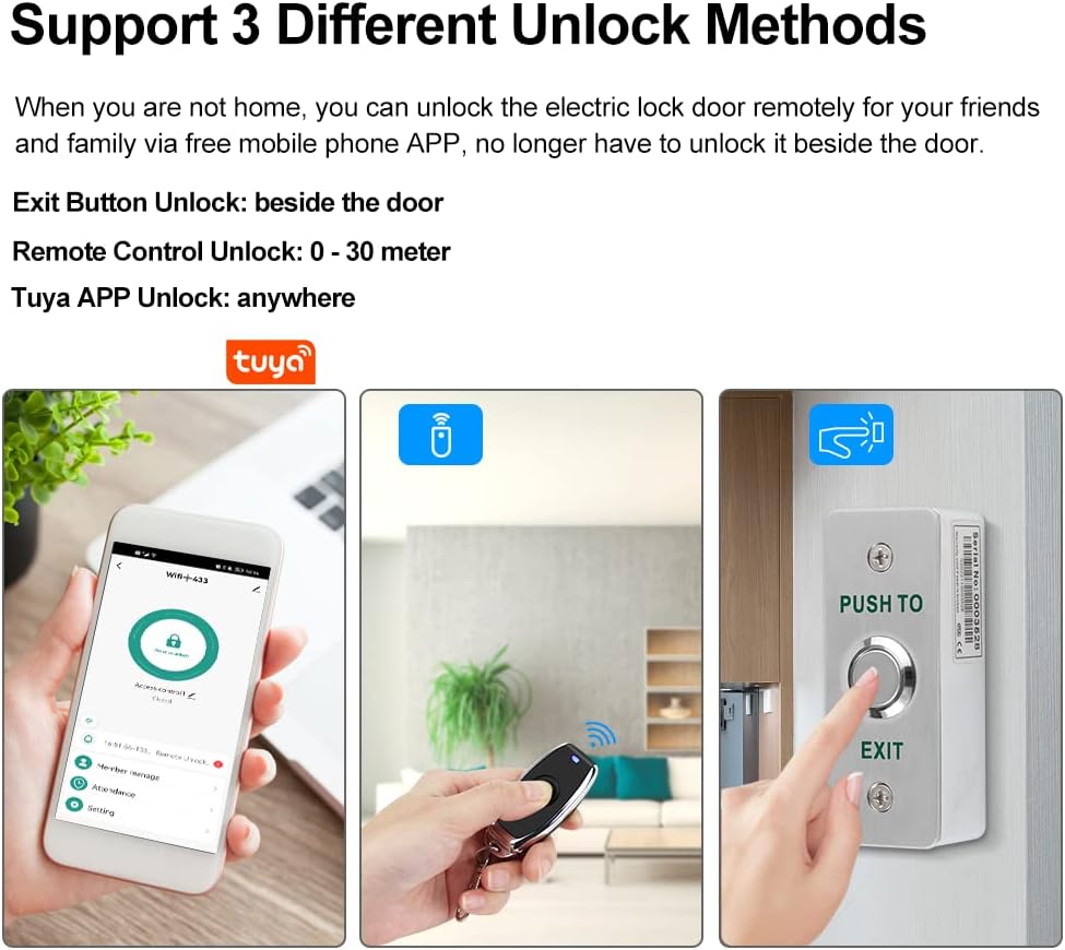 QTTYELOK WiFi Tuya Access Control Home Security System Kit 433Mhz Wireless Tor Türöffner Smartphone