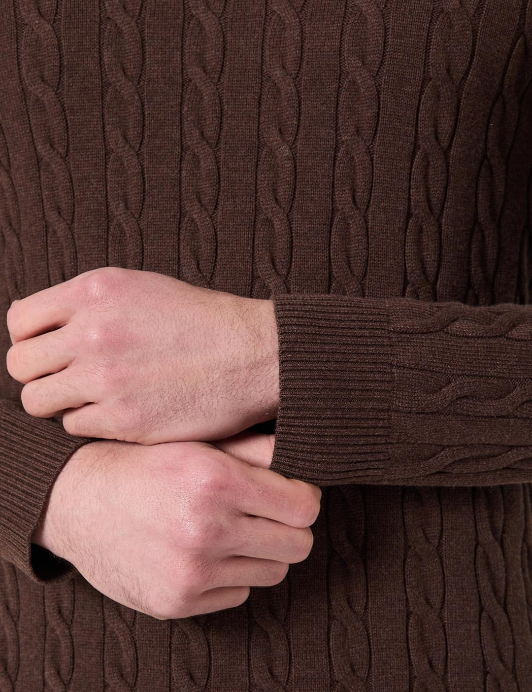 GANT Herren Cotton Cable C-Neck Pullover M Brown Melange, M Brown Melange