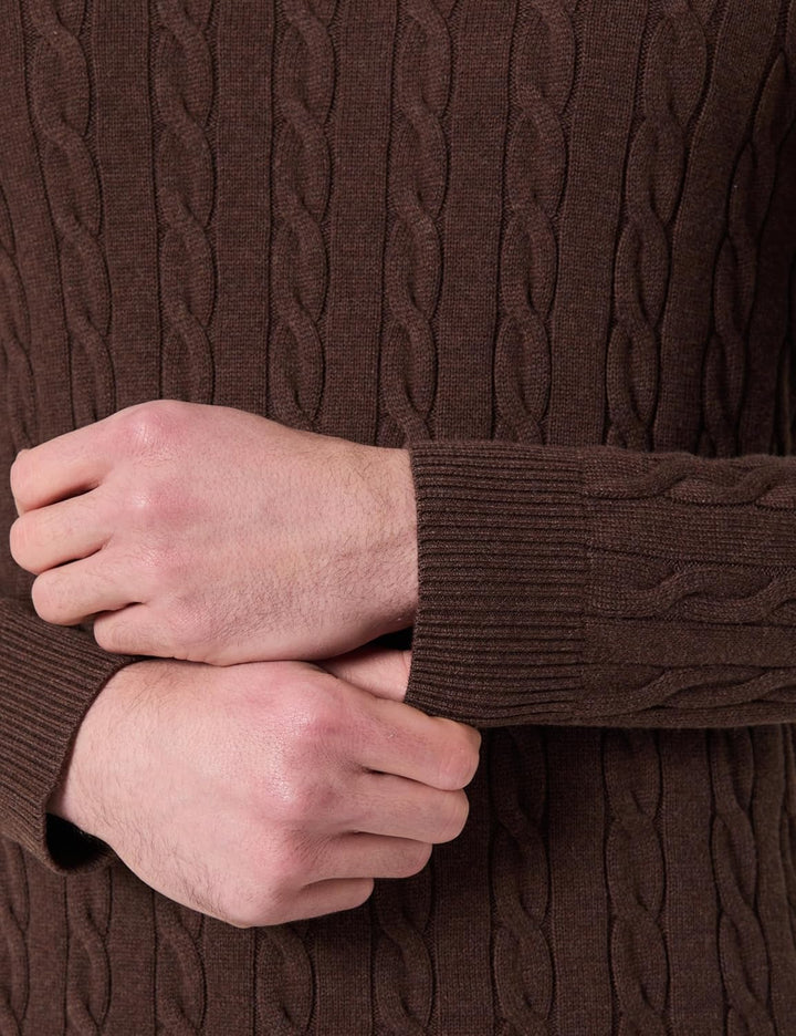 GANT Herren Cotton Cable C-Neck Pullover M Brown Melange, M Brown Melange