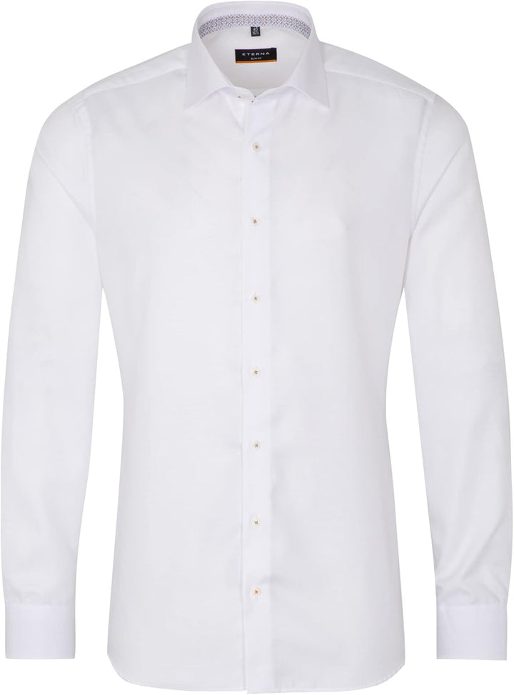 eterna Slim Fit Businesshemd Langarm New Kent Kragen Struktur Besatz weiss 42 Weiss, 42 Weiss