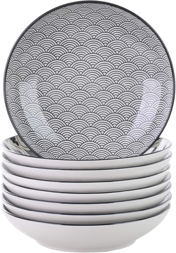 vancasso Haruka Porzellan Suppenteller, 8 tlg. Tiefteller, Ø 21,5 cm Teller Set,700ml 8-teilig Suppe