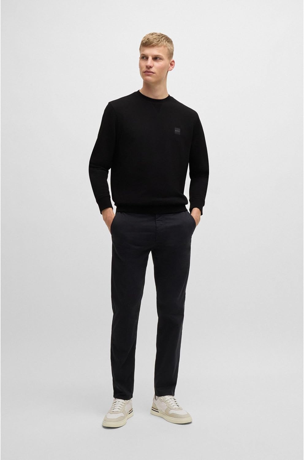 BOSS Herren Westart Relaxed-Fit Sweatshirt aus Baumwolle mit Logo-Aufnäher XS Black1, XS Black1