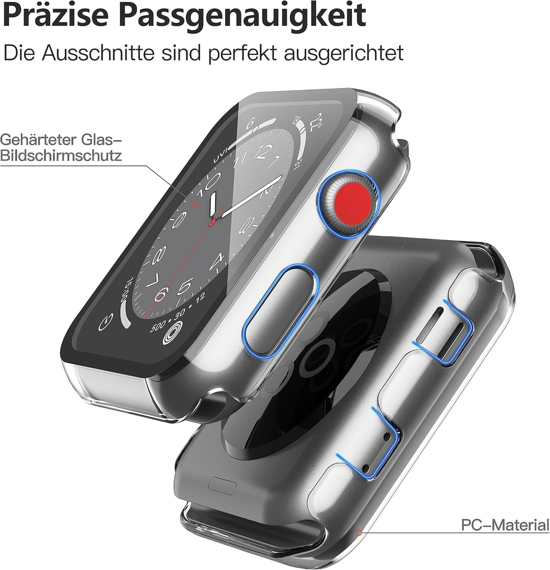 Misxi Transparent Hard Hülle mit Glas Displayschutz Kompatibel mit Apple Watch Series 3 Serie 2 38mm