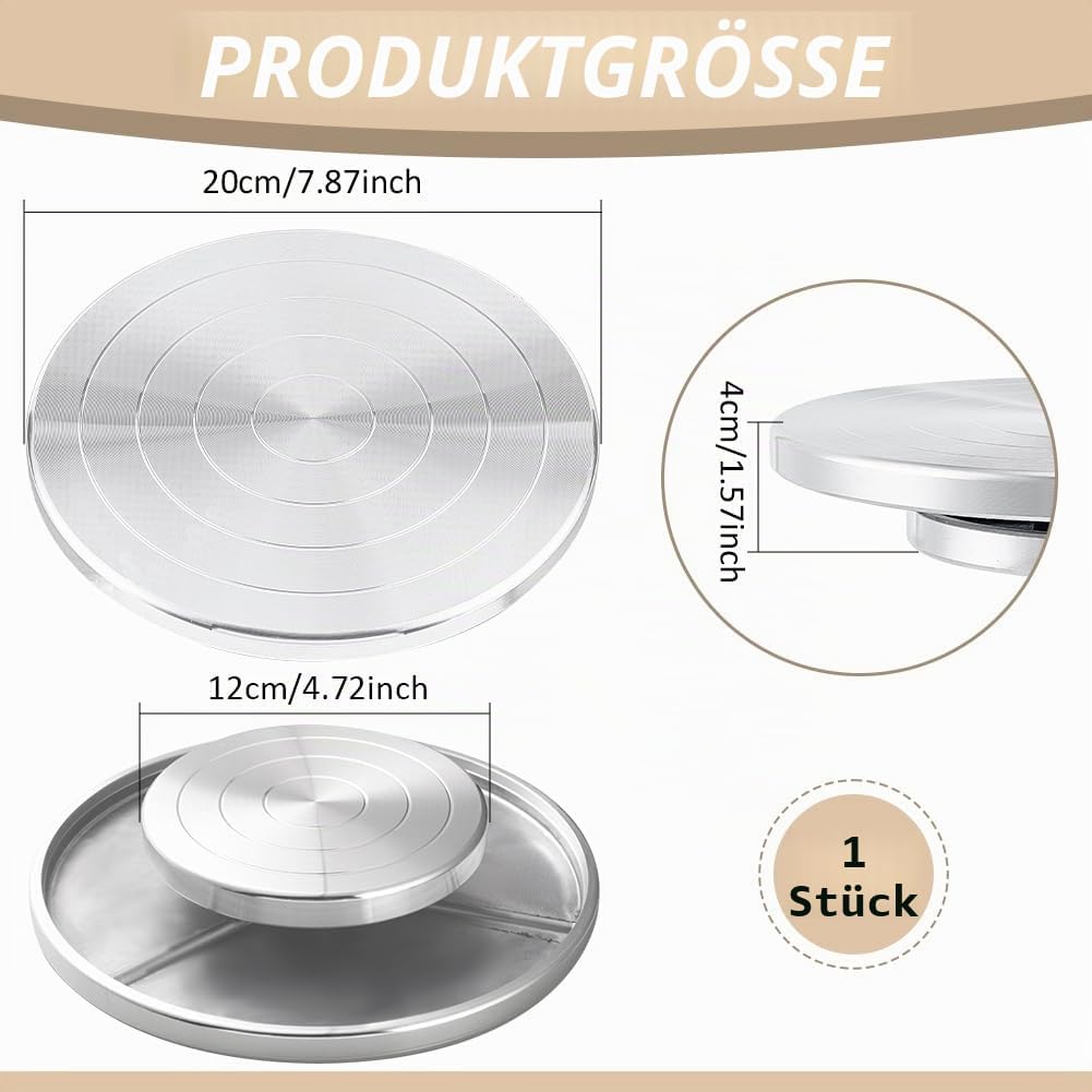 BENECREAT 20cm Töpferscheibe Keramik, Töpferwerkzeug Aus Aluminium Mit Doppelkugellager Zum Malen Ke