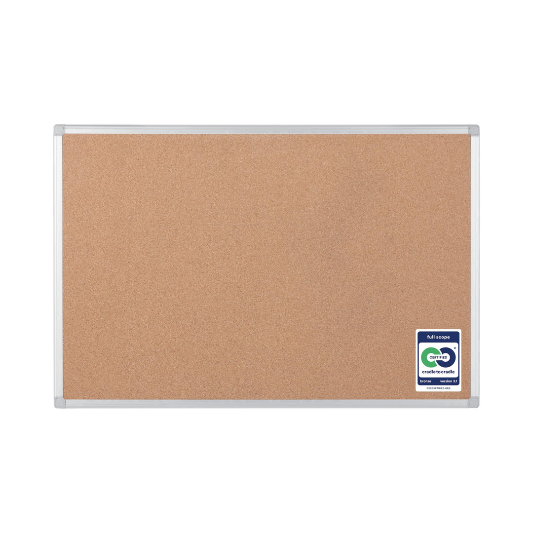 Bi-Office Earth - Umweltfreundliche Pinnwand, Korktafel mit Aluminiumrahmen, Hochwertige Naturkorkob