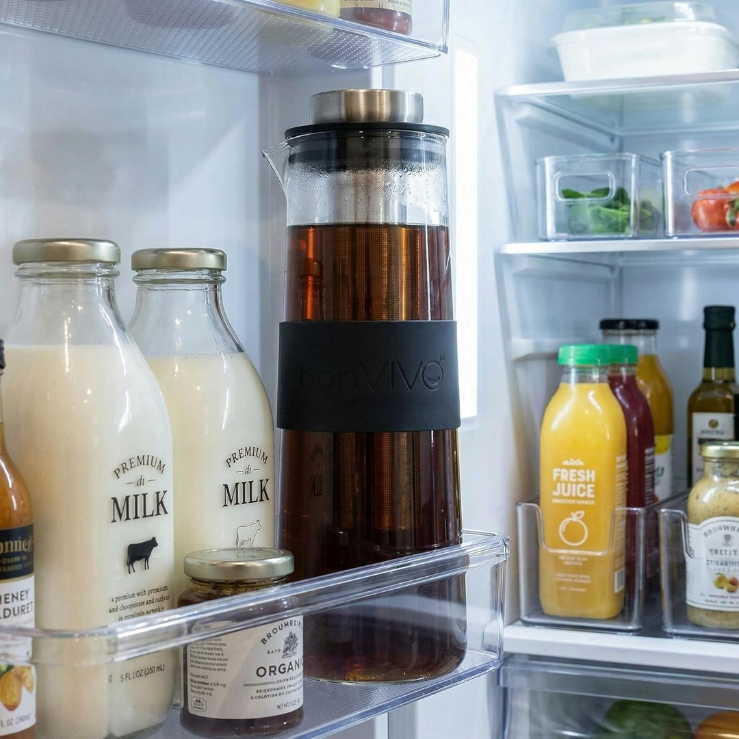 bonVIVO Cold Brew Coffee Maker - Kaffeebereiter mit Glaskaraffe aus Borosilikatglas und Edelstahl-Fi