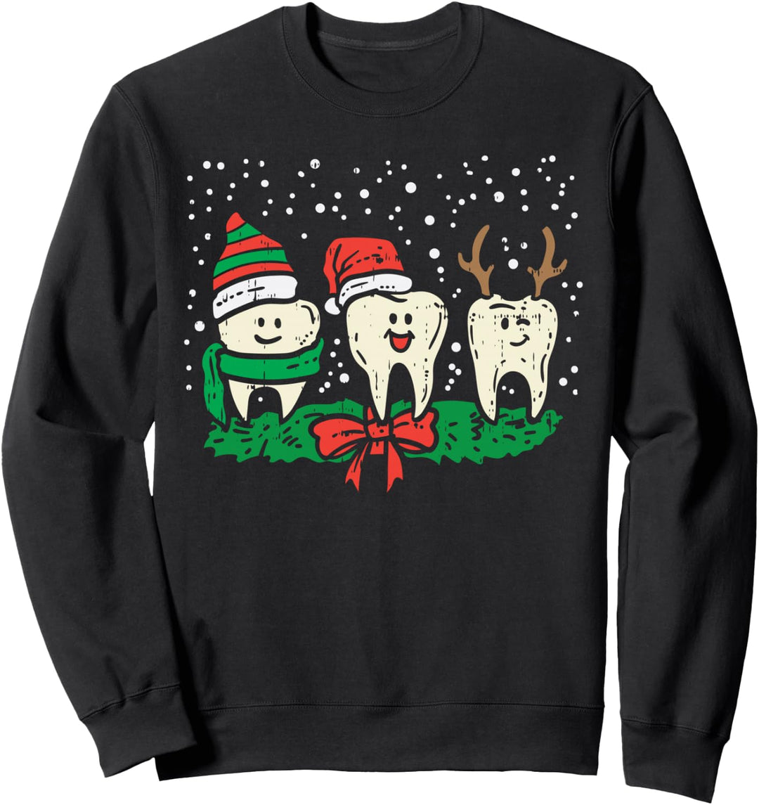Dental Cute Christmas Teeth Reindeer Santa Snow Dentist Gift Sweatshirt