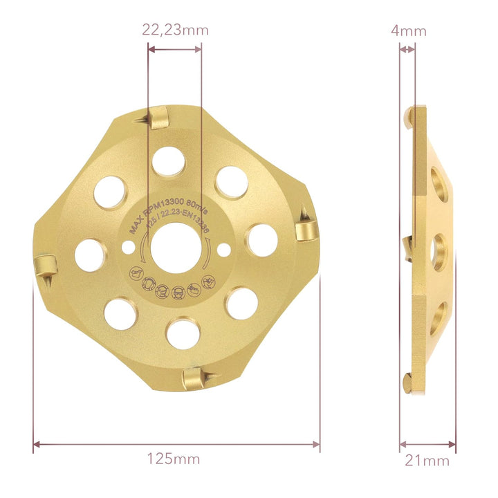 PRODIAMANT PKD Diamant-Schleiftopf 125 mm x 22,2 mm 4 Segmente Diamantschleiftopf 125mm passend Wink