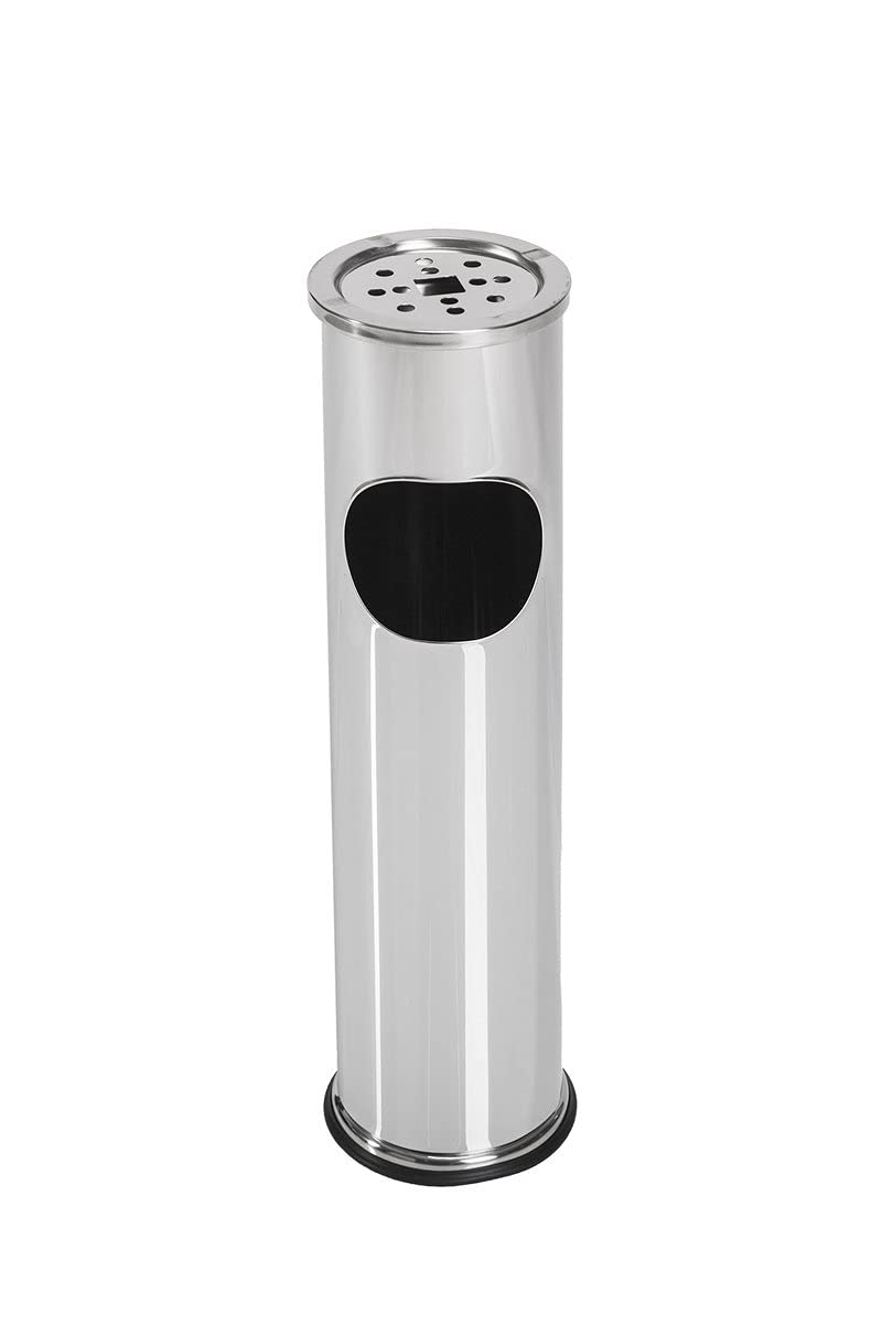 METLEX, Standascher mit Mülleimer (Chromstahl) MX9158 SL Silber, Silber