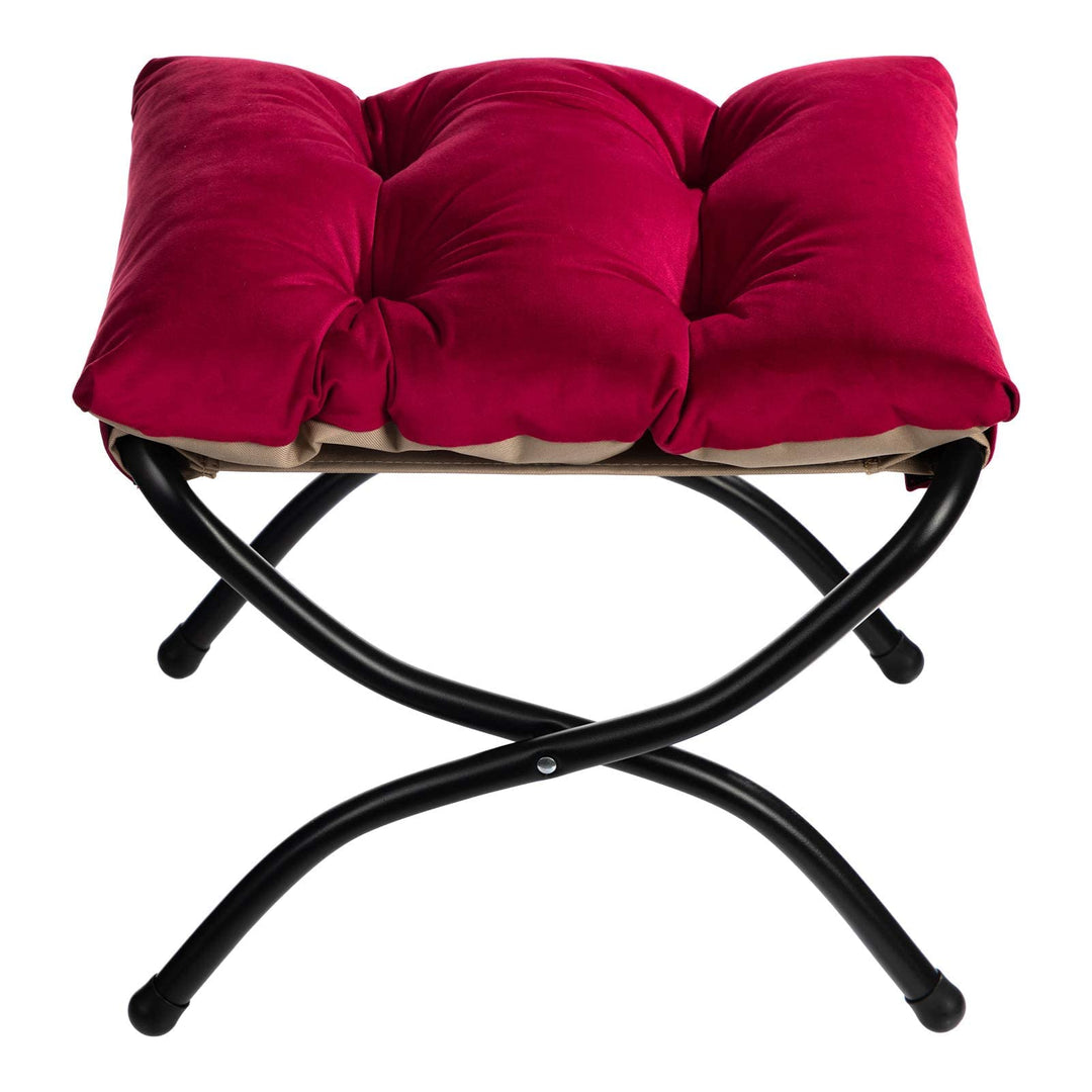 HollyHOME Fusshocker Fussstütze Klapphocker, Faltbar Sitzhocker mit Metallbeinen, Abnehmbar Gepolste